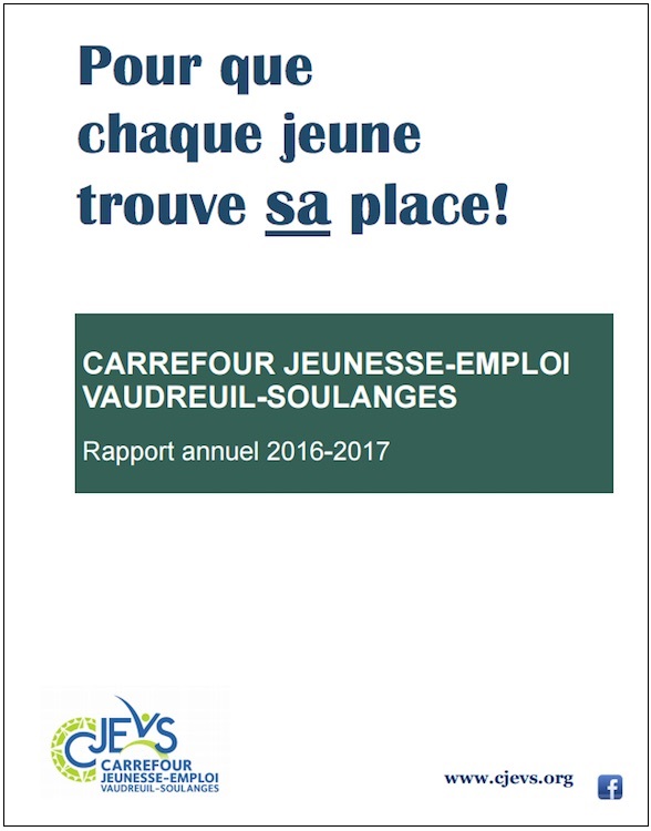 CJEVS Rapport annuel 2016-2017 page couverture Visuel courtoisie