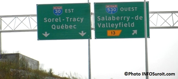 Panneau-signalisation-Autoroute-30-Sorel-Tracy-Sortie-13-Valleyfield-Photo-INFOSuroit-com_