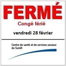 CSSS-du-Suroit-ferme-conge-ferie-28-fevrier-CSSSduSuroit-logo-publie-par-INFOSuroit_com