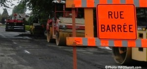 travaux resurfacage asphalte rouleau compresseur rue barree Photo INFOSuroit_com