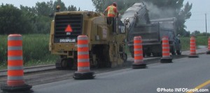 travaux resurfacage boulevard asphalte cones oranges Photo INFOSuroit_com