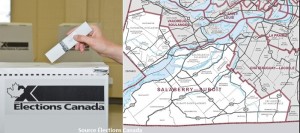 Election boite scrutin vote et carte Salaberry-Suroit Source Elections Canada