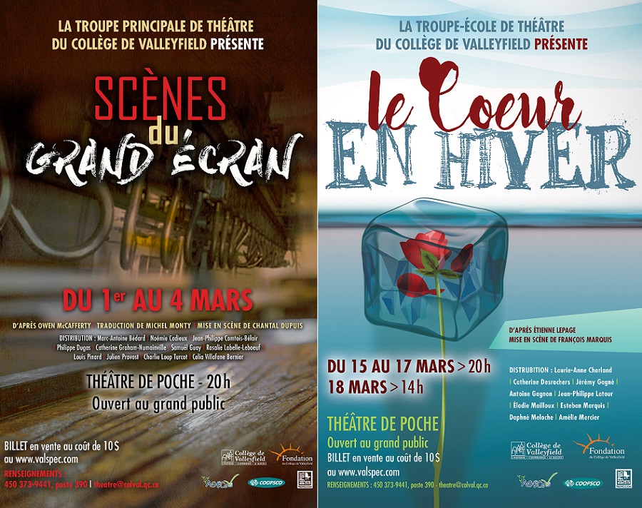 Affiches 2017 theatre Troupe principale et troupe ecole College Valleyfield
