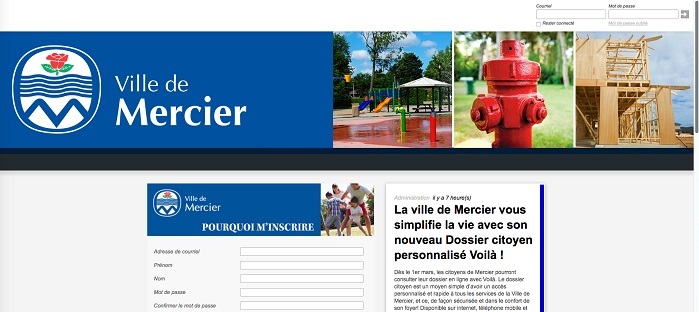 Ville Mercier site Web pour application Voila dossier citoyen Capture ecran fev2017