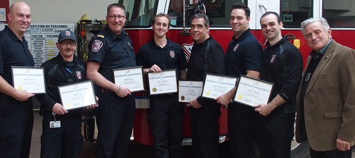 certificat reconnaissance annees de service de pompiers de Rigaud Photo courtoisie