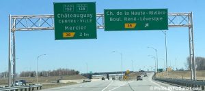 autoroute 30 Chateauguay panneau route 132 138 et boul Rene-Levesque Photo INFOSuroit