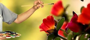 artiste-peintre fleurs pinceau peinture Photo AxxLC via Pixabay CC0