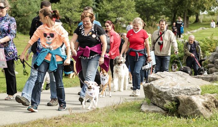 lutte au cancer evenement pattes_de_l_espoir marcheurs avec chiens Photo via SCC