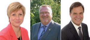 Nathalie_Simon Steve_Brisebois et Pierre-Paul_Routhier candidats mairie Chateauguay 2017 Photos courtoisie