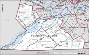 carte circonscription federale Salaberry-Suroit via Elections Canada