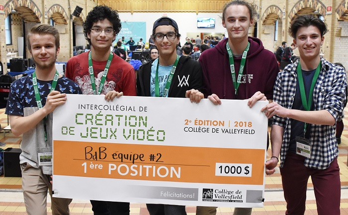 Intercollegial creation jeux video 2018 equipe championne Bois-de-Boulogne photo College Valleyfield