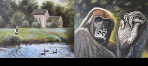 peintures Le_silence_de_l_etang et L_Ancetre de Pierre_Corriveau photos via MRC BhS