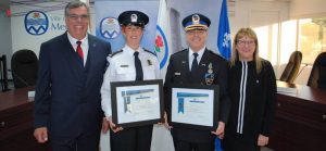 assermentation police Mercier juin2018 ReneChalifoux ChantalCayer SteeveBoutin et mairesse LiseMichaud photo courtoisie