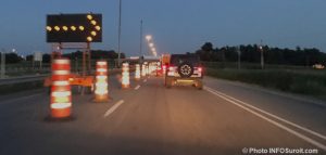 fermeture nuit autoroute 30 pres A40 Vaudreuil-Dorion cones oranges photo INFOSuroit