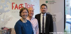 EFortier de LaFactrie avec PCreapeau Ville valleyfield et JPSavard Caisse desjardins nov2018 photo INFOSuroit