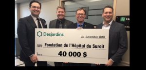 remise 2018 des caisses Desjardins a la Fondation Hopital du Suroit photo via FHS