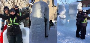 etudiants College Valleyfield concours intercollegial sculpture sur neige photos courtoisie