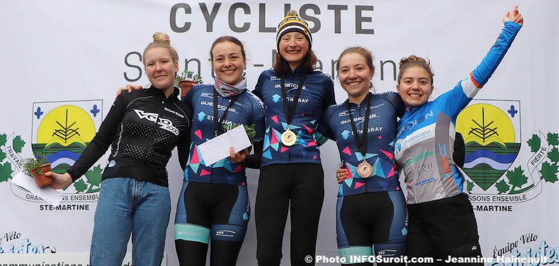 Podium Junior femmes GP cycliste Ste-Martine 2019 photo JH INFOSuroit