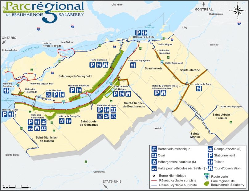 carte 2019 Parc regional Beauharnois-Salaberry et ses haltes visuel courtoisie MRC