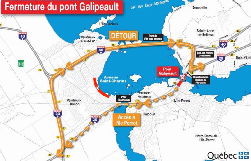 carte fermeture pont Galipeault 27avr2019 photo via MTQ et ajout ave St-Charles