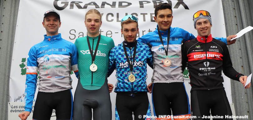 podium Junior hommes velo Grand prix cycliste Ste-Martine 2019 photo JH INFOSuroit