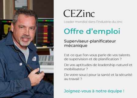 CEZinc visuel emploi superviseur-planificateur