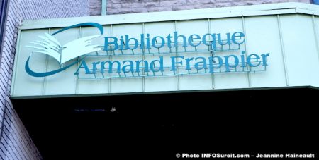 bibliotheque Armand-Frappier Valleyfield entree embleme photo JH INFOSuroit