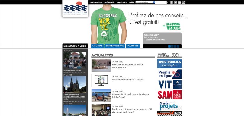 capture ecran site Web ville Salaberry-de-Valleyfield juin2019 publiee par INFOSuroit