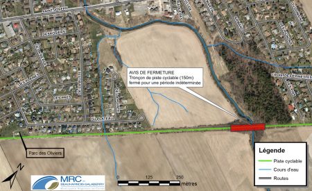 carte fermeture piste cyclable du parc regional a Ste-Martine 5juillet2019 visuel via MRC