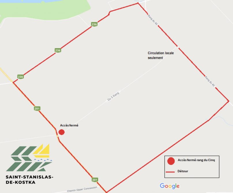 carte travaux rang du Cinq St-Stanislas-de-Kostka visuel courtoisie Municipalite