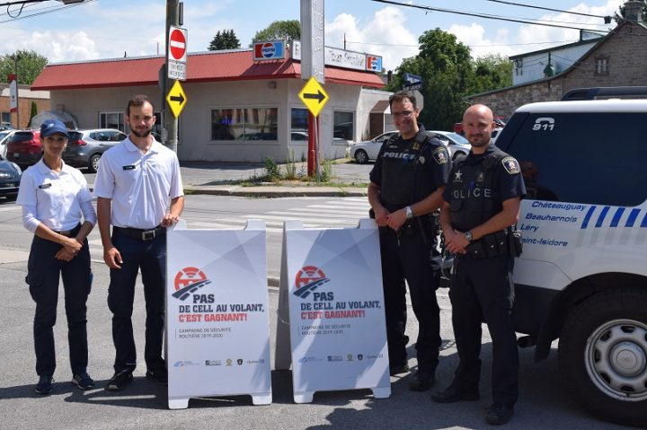 Operation policiere Securi-Parc pas de cell au volant ville de Beauharnois photo via MRC Beauharnois-Salaberry