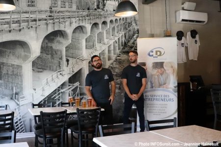 lancement microbrasserie la Centrale a Beauharnois aout2019 promoteurs photo JH INFOSuroit