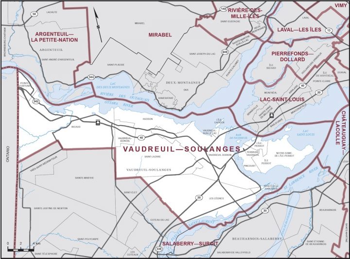 Elections Canada carte circonscription Vaudreuil-Soulanges 2019