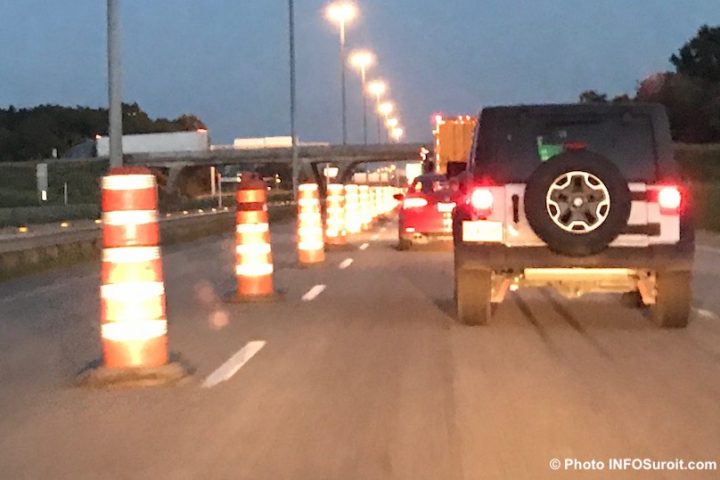 fermeture de nuit autoroute circulation cones oranges photo INFOSuroit