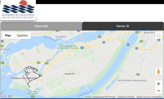 carte Ville de Valleyfield geolocalisation deneigement via SdV