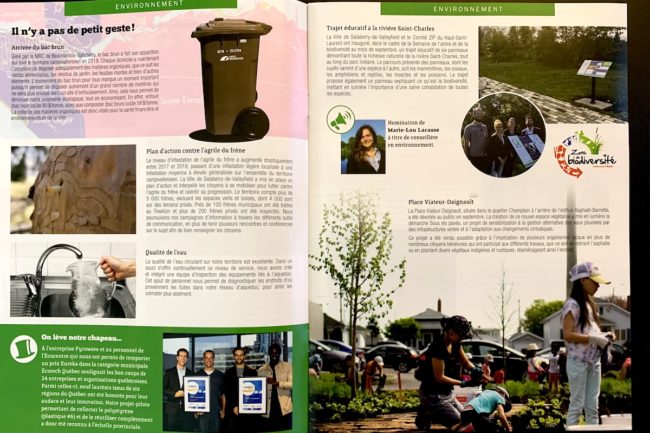 Bilan des realisations 2019 Ville Valleyfield pages 12 et 13 Environnement